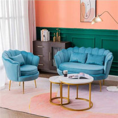 WOODENCENTURY Fabric 2 + 1 + 1 Sofa Set (light blue, Pre-assembled) Media 1 of 4