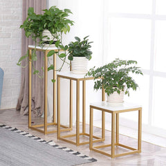 WOODENCENTURY Floor-Standing Flower Stand Nordic Style Gold Iron Art Flower Pot Holder Living Room Plant Multifunction Flower Pot Holder Decoration Shelf,100CM