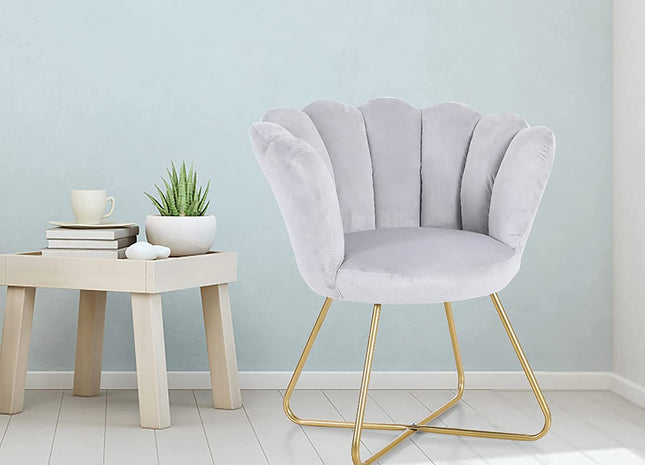 WOODENCENTURY HOME Vanity Chair Velvet Accent Chair for Living Room Leisure Armchair Modern Bedroom Home Desk Dining Office Chairs Shell Shaped Chairs Aesthetics