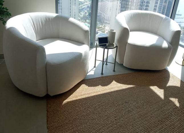 WOODENCENTURY chair sofa in eco-leather Valentina upholstered in eco-leather and hand-stitched (White)